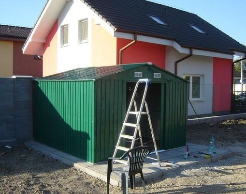 السقيفة الأخضر 12x10 قدم معدن حديقة تخزين الزنك طلاء، من السهل الجمعية